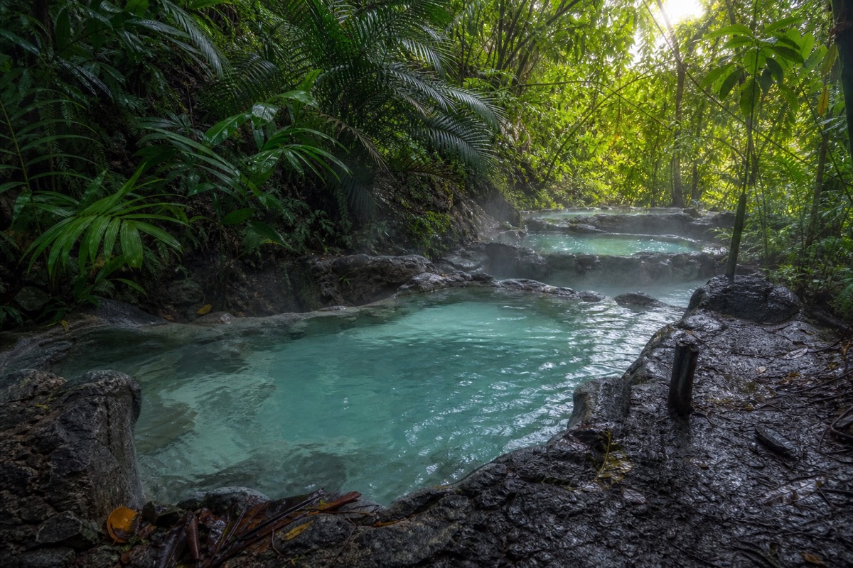 Arenal Volcano and its thermal hot springs